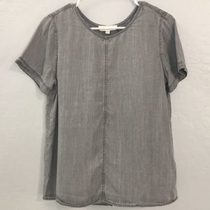 Gray Cross Over Back Short Sleeve Blouse Small